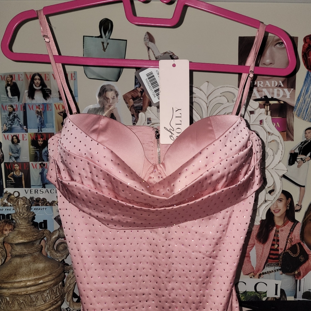 NWT Oh Polly Pink Bling Regal Fantasy Assymetrical Dress - Picture 7 of 14